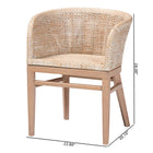bali & pari Papua Modern Bohemian Antique White Washed Rattan and Mahogany Wood Dining Chair