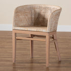 bali & pari Papua Modern Bohemian Antique White Washed Rattan and Mahogany Wood Dining Chair