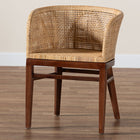 bali & pari Papua Modern Bohemian Natural Rattan and Walnut Brown Acacia Wood Dining Chair