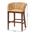 bali & pari Papua Modern Bohemian Natural Rattan and Walnut Brown Acacia Wood Counter Stool