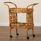 bali & pari Diwata Modern Bohemian Natural Brown Rattan Kitchen Cart