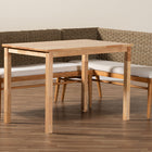 bali & pari Denver Modern Bohemian Natural Seagrass and Acacia Wood 3-Piece Dining Nook Set