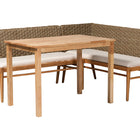 bali & pari Denver Modern Bohemian Natural Seagrass and Acacia Wood 3-Piece Dining Nook Set