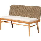 bali & pari Denver Modern Bohemian Natural Seagrass and Acacia Wood 3-Piece Dining Nook Set
