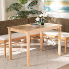 bali & pari Denver Modern Bohemian Natural Seagrass and Acacia Wood 3-Piece Dining Nook Set