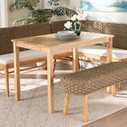 bali & pari Denver Modern Bohemian Natural Seagrass and Acacia Wood 4-Piece Dining Nook Set