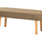 bali & pari Denver Modern Bohemian Natural Seagrass and Acacia Wood 4-Piece Dining Nook Set