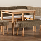 bali & pari Denver Modern Bohemian Natural Seagrass and Acacia Wood 5-Piece Dining Nook Set