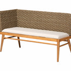 bali & pari Denver Modern Bohemian Natural Seagrass and Acacia Wood 5-Piece Dining Nook Set