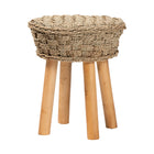 bali & pari Denver Modern Bohemian Natural Seagrass and Acacia Wood 5-Piece Dining Nook Set