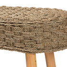 bali & pari Denver Modern Bohemian Natural Seagrass and Acacia Wood Accent Bench
