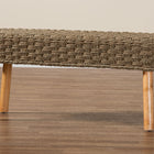 bali & pari Denver Modern Bohemian Natural Seagrass and Acacia Wood Accent Bench