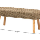 bali & pari Denver Modern Bohemian Natural Seagrass and Acacia Wood Accent Bench