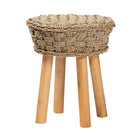 bali & pari Denver Modern Bohemian Natural Seagrass and Acacia Wood Stool