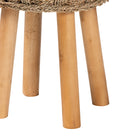 bali & pari Denver Modern Bohemian Natural Seagrass and Acacia Wood Stool
