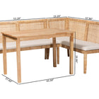 bali & pari Kalimantan Bohemian Light Honey Rattan 3-Piece Dining Nook Set