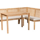 bali & pari Kalimantan Bohemian Light Honey Rattan 3-Piece Dining Nook Set