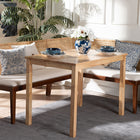 bali & pari Okinawa 3-Piece Dining Nook Set - L-Shaped Rattan Corner Benches with Cushions and Solid Wood Rectangular Table, Boho Coastal Breakfast Banquette for Kitchen or Dining Area