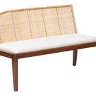 bali & pari Okinawa 2-Piece Corner Bench Set with Cushion - L-Shaped Dining Nook Seating with Acacia Wood Base and Natural Rattan Backrest, Boho Coastal Style Banquette for Kitchen or Breakfast Area