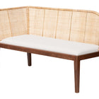 bali & pari Okinawa 2-Piece Corner Bench Set with Cushion - L-Shaped Dining Nook Seating with Acacia Wood Base and Natural Rattan Backrest, Boho Coastal Style Banquette for Kitchen or Breakfast Area