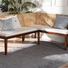 bali & pari Okinawa 2-Piece Corner Bench Set with Cushion - L-Shaped Dining Nook Seating with Acacia Wood Base and Natural Rattan Backrest, Boho Coastal Style Banquette for Kitchen or Breakfast Area
