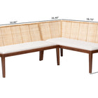 bali & pari Okinawa 2-Piece Corner Bench Set with Cushion - L-Shaped Dining Nook Seating with Acacia Wood Base and Natural Rattan Backrest, Boho Coastal Style Banquette for Kitchen or Breakfast Area