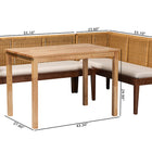 bali & pari Tabanan Modern Bohemian Natural Brown Rattan and Brown Acacia Wood 3-Piece Dining Nook set