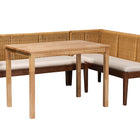 bali & pari Tabanan Modern Bohemian Natural Brown Rattan and Brown Acacia Wood 3-Piece Dining Nook set