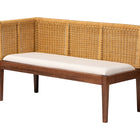 bali & pari Tabanan Modern Bohemian Natural Brown Rattan and Brown Acacia Wood 3-Piece Dining Nook set
