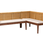 bali & pari Tabanan Modern Bohemian Nautral Brown Rattan and Brown Acacia Wood 2-Piece Dining Nook Banquette Set