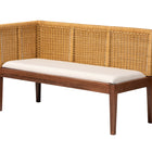 bali & pari Tabanan Modern Bohemian Nautral Brown Rattan and Brown Acacia Wood 2-Piece Dining Nook Banquette Set