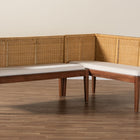 bali & pari Tabanan Modern Bohemian Nautral Brown Rattan and Brown Acacia Wood 2-Piece Dining Nook Banquette Set