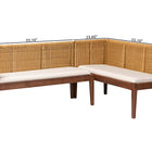 bali & pari Tabanan Modern Bohemian Nautral Brown Rattan and Brown Acacia Wood 2-Piece Dining Nook Banquette Set