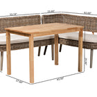 Baxton Studio Raisa Modern Bohemian Natural Kubu Rattan Bench and Wood Table 3-Piece Dining Nook Set