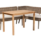 Baxton Studio Raisa Modern Bohemian Natural Kubu Rattan Bench and Wood Table 3-Piece Dining Nook Set
