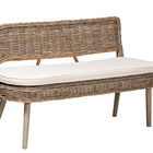 Baxton Studio Raisa Modern Bohemian Natural Kubu Rattan Bench and Wood Table 3-Piece Dining Nook Set