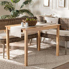 Baxton Studio Raisa Modern Bohemian Natural Kubu Rattan Bench and Wood Table 3-Piece Dining Nook Set