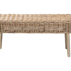 bali & pari Raisa Modern Bohemian Natural Kubu Rattan and Grey Acacia Wood Accent Bench