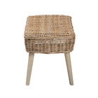 bali & pari Raisa Modern Bohemian Natural Kubu Rattan and Grey Acacia Wood Accent Bench