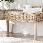bali & pari Raisa Modern Bohemian Natural Kubu Rattan and Grey Acacia Wood Accent Bench