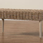 bali & pari Raisa Modern Bohemian Natural Kubu Rattan and Grey Acacia Wood Accent Bench