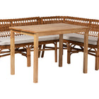 Baxton Studio Nella Modern Bohemian Natural Brown Finished Wood and Rattan 3-Piece Dining Nook Set
