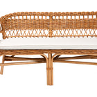 Baxton Studio Nella Modern Bohemian Natural Brown Finished Wood and Rattan 3-Piece Dining Nook Set