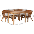 Baxton Studio Nella Modern Bohemian Natural Brown Finished Wood and Rattan 3-Piece Dining Nook Set