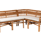 bali & pari Nella Modern Bohemian Natural Brown Rattan 2-Piece Dining Nook Banquette Set