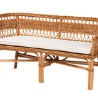 bali & pari Nella Modern Bohemian Natural Brown Rattan 2-Piece Dining Nook Banquette Set