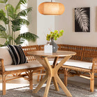 bali & pari Nella Modern Bohemian Natural Brown Rattan 2-Piece Dining Nook Banquette Set