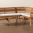 bali & pari Nella Modern Bohemian Natural Brown Rattan 2-Piece Dining Nook Banquette Set