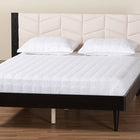 Baxton Studio Adriano Transitional Beige Fabric and Black Wood Queen Size Bed with Built-In Side Tables
