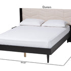 Baxton Studio Adriano Transitional Beige Fabric and Black Wood Queen Size Bed with Built-In Side Tables